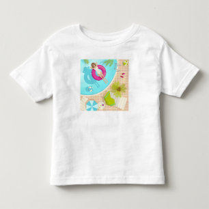 Swimming party flicka i bassäng på bikini sommarst t shirt