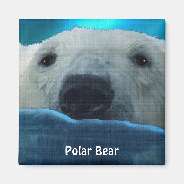 Swimming Polar Bear Arktis Wildlife Art Magnet (Framsidan)