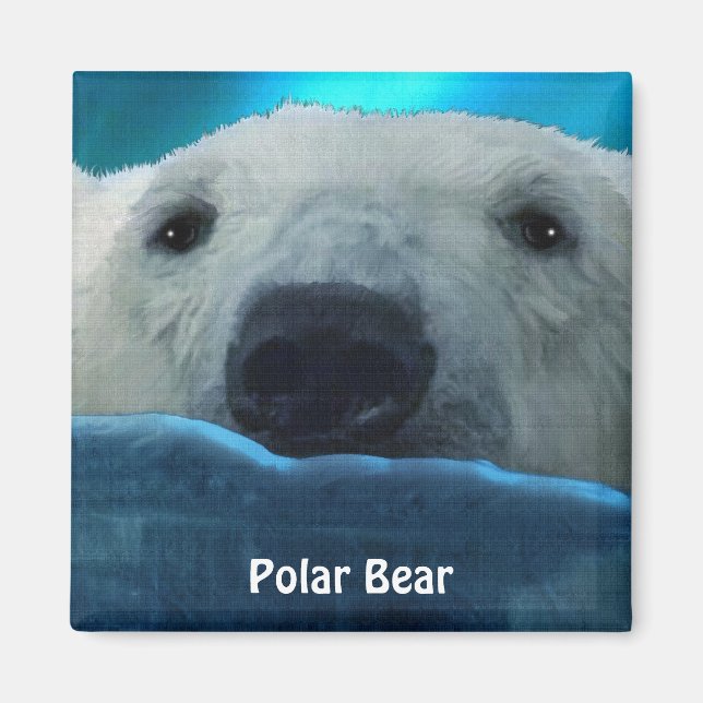 Swimming Polar Bear Arktis Wildlife Art Magnet (Framsidan)