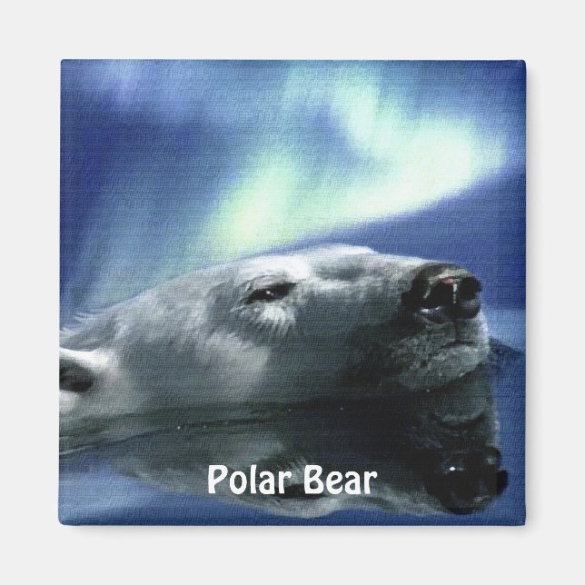 Swimming Polar Bear Arktis Wildlife Art Magnet (Framsidan)