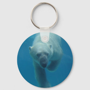 Swimming Polar Bear Keychain Nyckelring