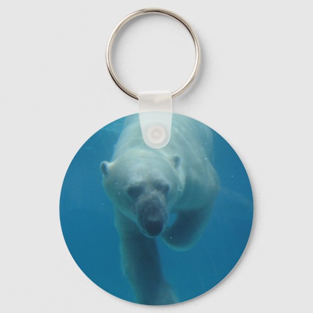 Swimming Polar Bear Keychain Nyckelring (Framsida)