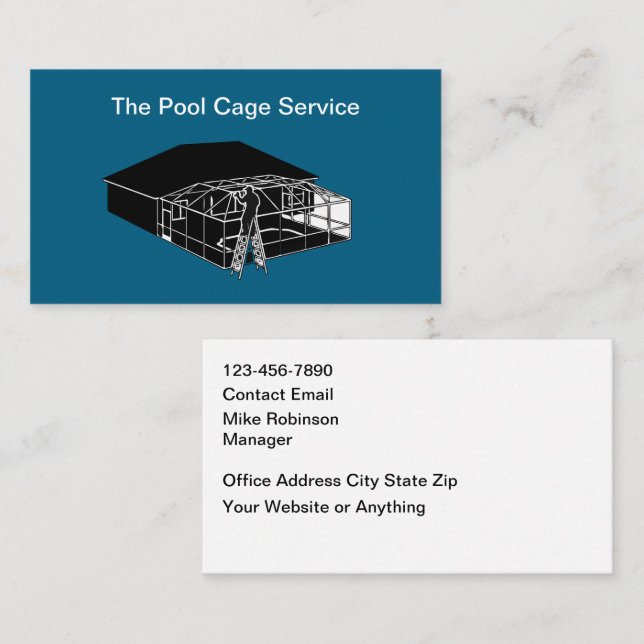 Swimming Pool Cage Theme Business Cards Visitkort (Fram/baksida)