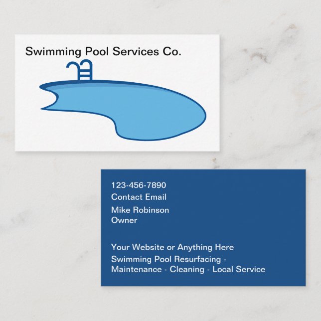 Swimming Pool Modern Business Cards Visitkort (Fram/baksida)