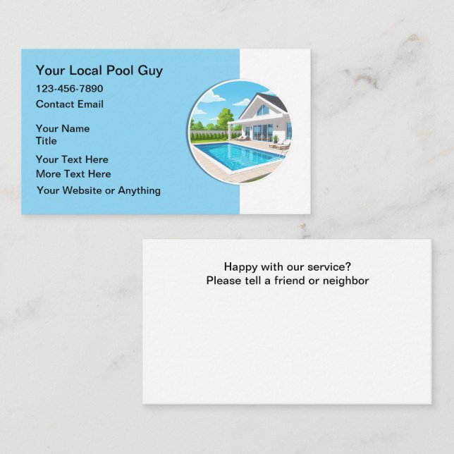 Swimming Pool Modern Service Professional Visitkort (Fram/baksida)