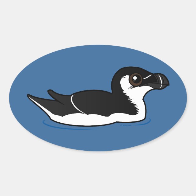 Swimming Razorbill, basisk Ovalt Klistermärke (Framsida)