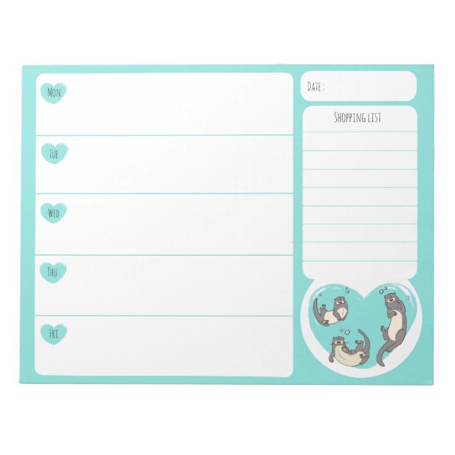 Swimming River Otter School Lunch Planner Anteckni Anteckningsblock (Framsida)