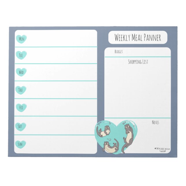 Swimming River Otter Weekly Meal Planner antecknin Anteckningsblock (Framsida)