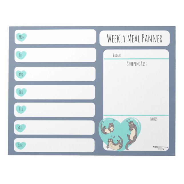 Swimming River Otter Weekly Meal Planner antecknin Anteckningsblock (Framsida)