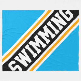 SWIMMING Roligt Azure Blue Black Tävla Rand Fleecefilt