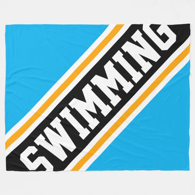 SWIMMING Roligt Azure Blue Black Tävla Rand Fleecefilt (Framsidan (Horisontell))