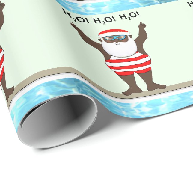 Swimming Santa Wrapping Papper Presentpapper (Rullad Hörn)