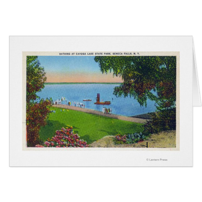 Swimming Scene i statliga parken Cayuga Sjö Hälsningskort (Framsidan Horizontal)