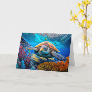 Swimming Sea Tortoise Grattis på födelsedagen Kort