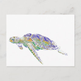 Swimming Sea Turtle Modern Art Vykort