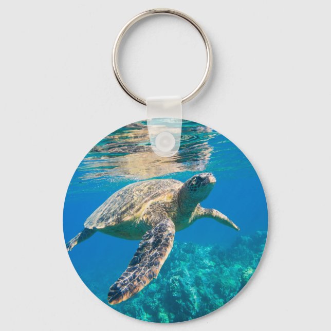Swimming Sea Turtle Nyckelring (Framsida)