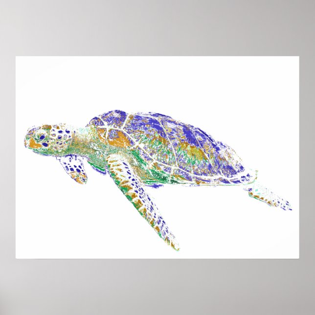 Swimming Sea Turtle Poster (Framsidan)