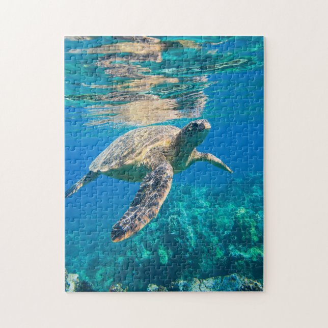 Swimming Sea Turtle Pussel (Vertikal)