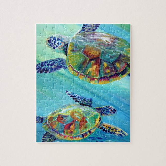 Swimming Sea Turtles in Ocean Puzzles Pussel (Vertikal)