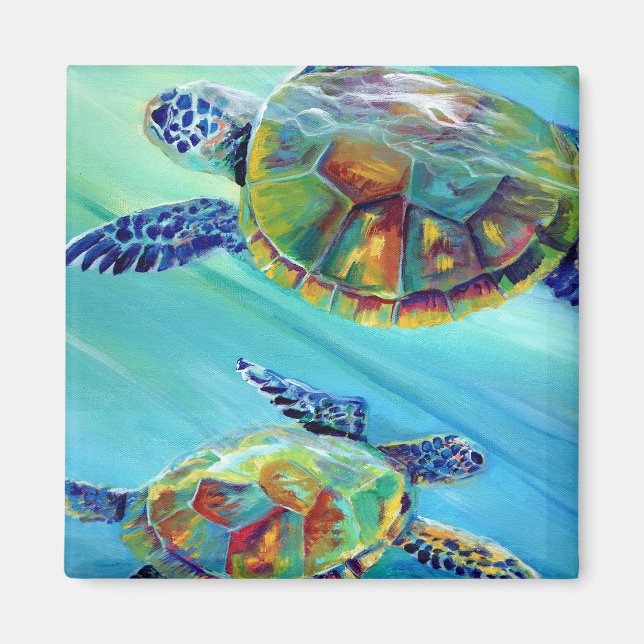 Swimming Sea Turtles Magnet (Framsidan)