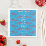 Swimming Sharks Mönster Kid Birthday Pappra Napkin Pappersservett<br><div class="desc">Några söta pappra blöjor för en liten födelsedagsfest med ett hajtema eller havstema. Lägg till en egen text med hjälp av mallen eller ta bort den. © ArianeC Illustrations-Alla höger reserverade</div>