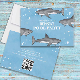 Swimming Sharks QR-kod vid Partyna oceanen i Bassä Inbjudningar