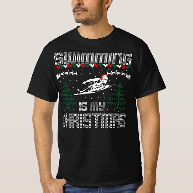 Swimming Sports Outdoors Is My Christmas Gift T Shirt (Framsida)
