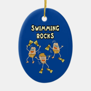 Swimming Sten Julgransprydnad Keramik