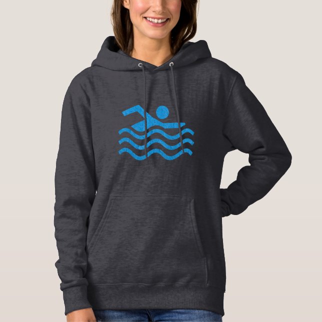 Swimming Success Swimmer Ull Pullover Hoodie Tee Shirt (Framsida)