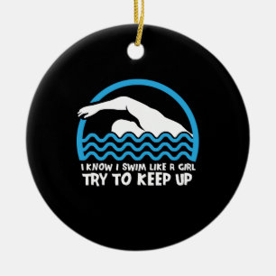 Swimming Swimmer Gift Julgransprydnad Keramik