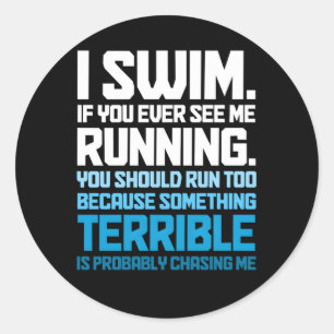 Swimming Swimmer I Simma Runt Klistermärke