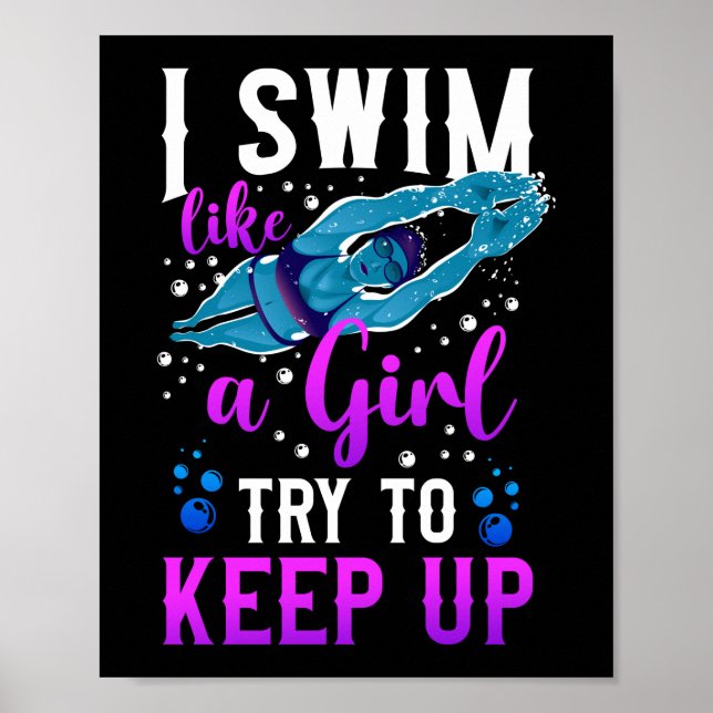 Swimming Swimmer Jag vet att jag Simma som en flic Poster (Framsidan)