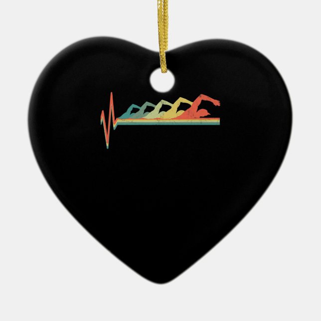 Swimming Swimmer-pulsslag Gift Premium Julgransprydnad Keramik (Framsidan)