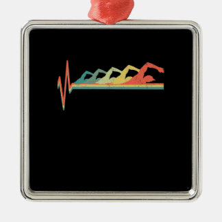 Swimming Swimmer-pulsslag Gift Premium Julgransprydnad Metall