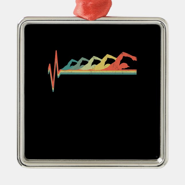 Swimming Swimmer-pulsslag Gift Premium Julgransprydnad Metall (Framsidan)