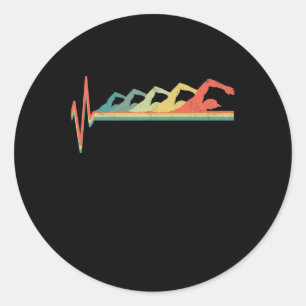 Swimming Swimmer-pulsslag Gift Premium Runt Klistermärke