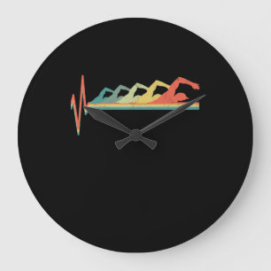 Swimming Swimmer-pulsslag Gift Premium Stor Klocka
