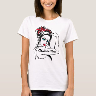 Swimming Swimmer Simma Mamma Rosie Riveter Pin Up T Shirt