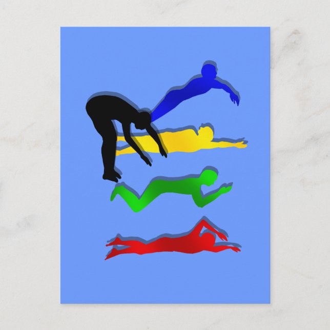 Swimming Swimmers Simma Vatten sport Vykort (Framsida)