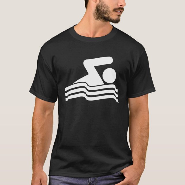 Swimming Symbol Swimming Simma Swimmer T Shirt (Framsida)