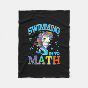 Swimming till Math Unicorn Sjöjungfru T-Shirt Fleecefilt