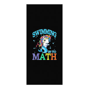 Swimming till Math Unicorn Sjöjungfru T-Shirt Reklamkort