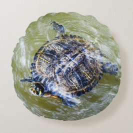 Swimming Turtle Says Hej Rund Kudde