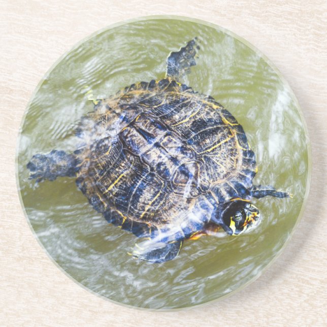 Swimming Turtle Says Hej Underlägg (Framsidan)