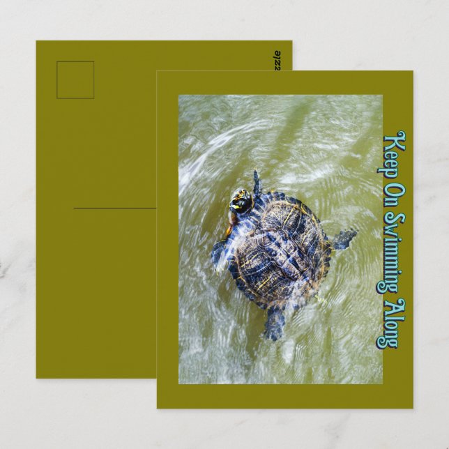 Swimming Turtle Says Hej Vykort (Fram/baksida)