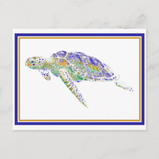 Swimming Turtle vycard Vykort