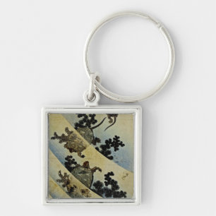 Swimming Turtles Fyrkantig Silverfärgad Nyckelring