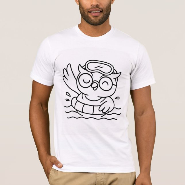 Swimming uggla Cute Snyggt T-Shirt (Framsida)