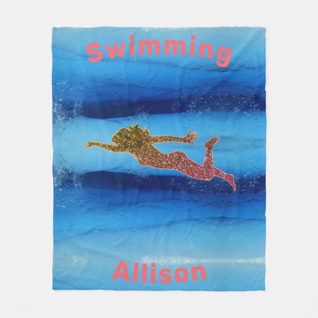 Swimming under Vatten Girls Fleece Blanket (Framsidan)