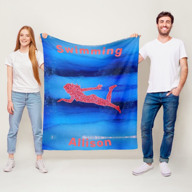 Swimming under Vatten Girls Fleece Blanket (På plats)
